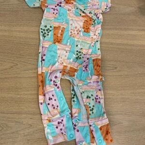 Posh Peanut Boba Print Kids Footie in Orange, Pink, and Blue